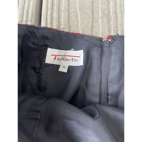 Vintage Talbots Red Plaid Wool Midi Skirt Faux Wrap Fringe Women’s 12 - Picture 11 of 16